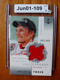 2002-03 UPPER DECK SERGEI FEDOROV ARTIST'S TOUCH JERSEY /499 DET