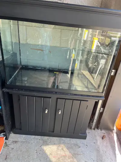 65 gallon tank, 65 gallon stand, lids, LED light bar, and wooden canopy
