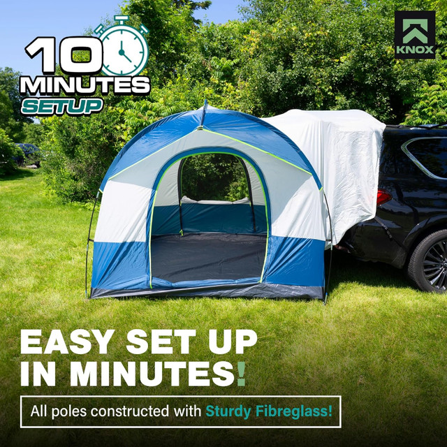 SUV Camping Tent, Up to 8 ppl, Rainfly + Storage Bag - Gray/Blue in Fishing, Camping & Outdoors in Oshawa / Durham Region - Image 2