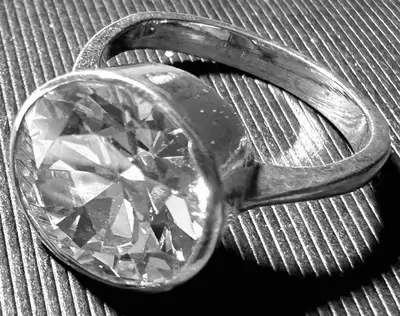 XL Faceted CZ Solitaire and 925 Sterling Silver Ring Size 7, View more