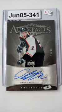 2005-06 Upper Deck Artifacts Auto-Facts Silver  /50 Simon Gagne