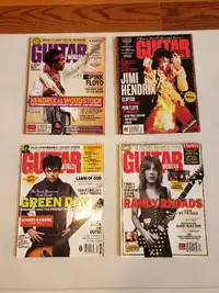 4 Guitar World magazines with tablature -Jimi Hendrix, Green Day