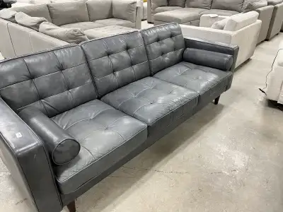 Leather distressed sofa, top grain leather a. Few marks, $575