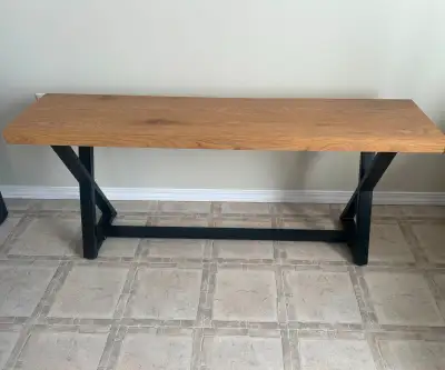 Wooden Table with two identical benches, View more