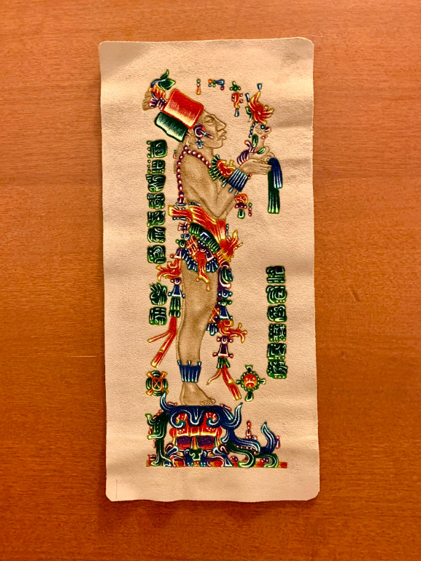 Authentic Native Mayan Culture Mexican Art on Leather Print Arts