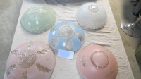 10 ASSORTED VINTAGE GLASS CEILING LAMP SHADES COVERS ART DECO