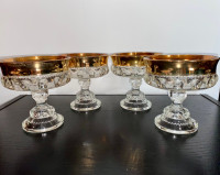4 Mid Century Indiana Glass - Kings Crown Dessert Bowls 24k