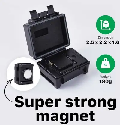 Tracki Waterproof Magnetic Box for GPS Tracker + 3500mAh Battery Extender. Very Strong Magnet Will S...