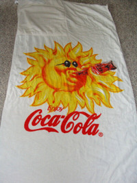 Vintage Coca Cola Incredible Summer Sun Beach towel in a bag.