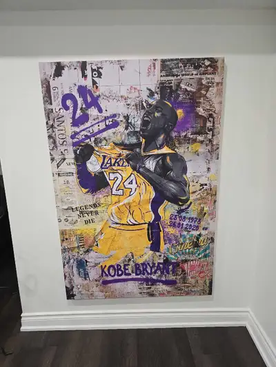 Own a piece of basketball history with this eye-catching Kobe Bryant art piece, celebrating the lega...