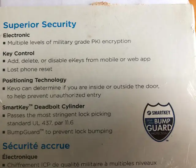 WEISER KEVO ELECTRONIC DEADBOLT LOCK NEW UNOPENED in Windows, Doors & Trim in Moncton - Image 5