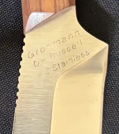 Vintage Grohmann “Dr. Russell” Hunting Knife, Sheath, Honing Rod, View more