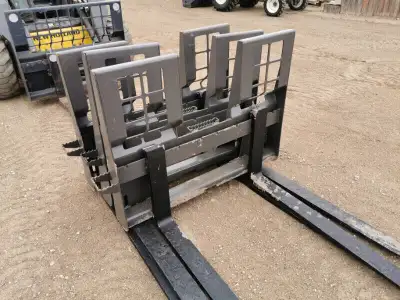 48" 4000lb Skid steer pallet forks, walkthrough, adjustable tines in stock in Weyburn Tyson (306) 86...