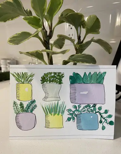 Watercolor Flower Pots painting, View more