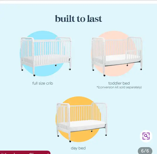 Crib by Jenny Lind with NEW Toddler Rail in Cribs in Mississauga / Peel Region - Image 9