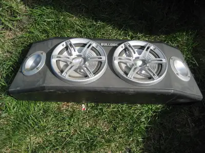 bulldog boom box speakers, measures 5 ohms resitance, 25x7x8h in, View more