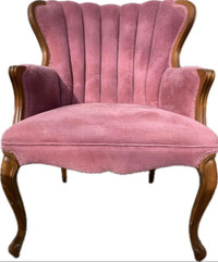 Vintage Pink Wing Back Clamshell Chair