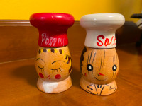 Vintage Wooden Mr. and Mrs Chef Salt and Pepper Shakers