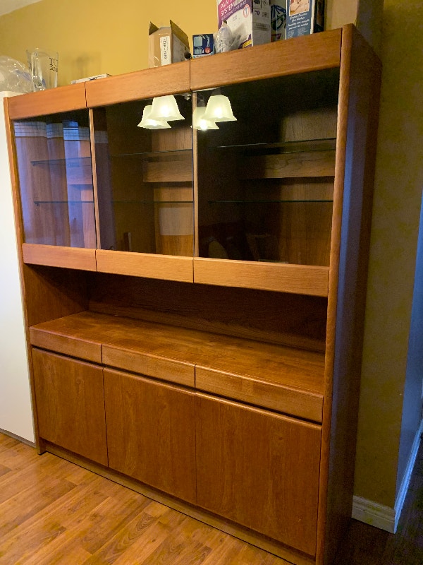 Teak hutch with China and dining room set Hutches & Display