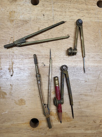 Vintage Solid Brass Compass Drafting Tools