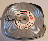 Vintage Craftsman 50ft White Steel Tape