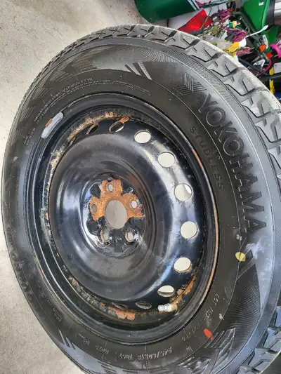 I am offering a set of Yokohama studless winter tires mounted on steel rims, perfect for providing r...