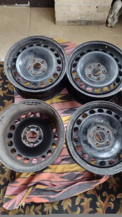 Rims only. Set of four 16" , 5 x 112 steel rims for Volkswagen. Good shape, not bent, were used with...