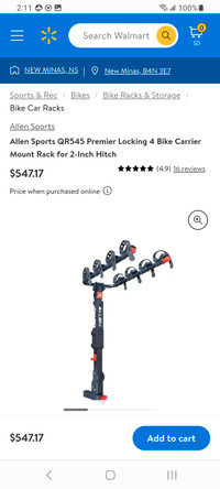 Allen Sports QR545 Premier Locking 4 Bike Carrier.  New in box.