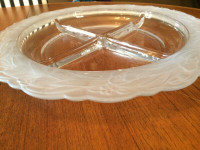 Two 14.5 inch glass serving trays
