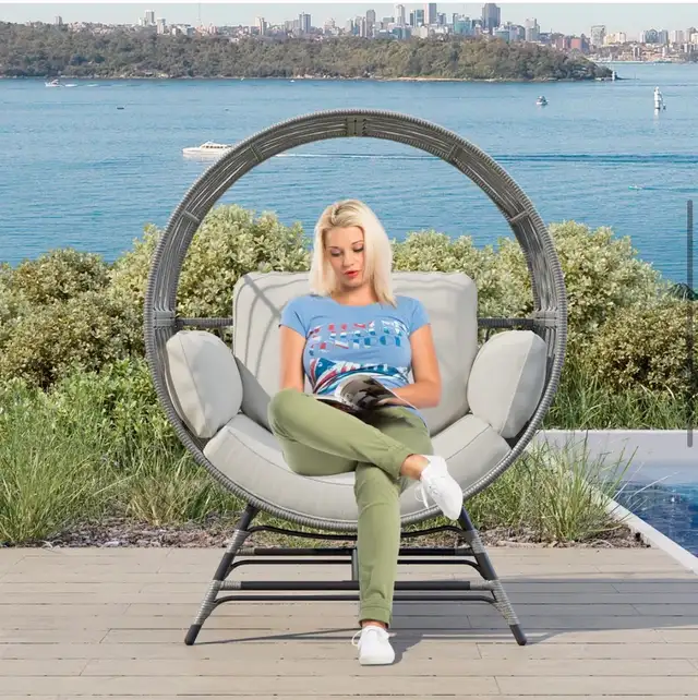 Bifanuo Round Wicker Outdoor Egg Chair  in Patio & Garden Furniture in Oshawa / Durham Region - Image 2