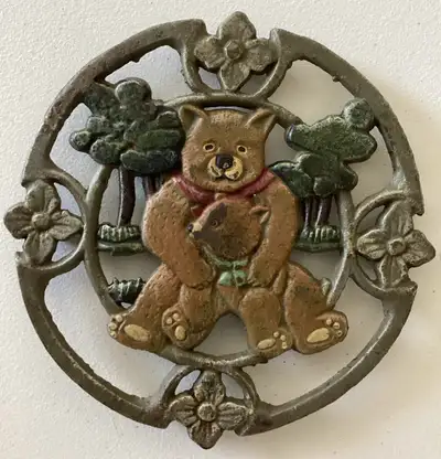 7” Cast Iron Teddy Bear Trivet, View more