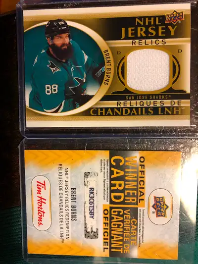 Looking to sell my 2022/23 Tim Horton’s Brent Burns jersey hockey card.Just received in the mail.Com...