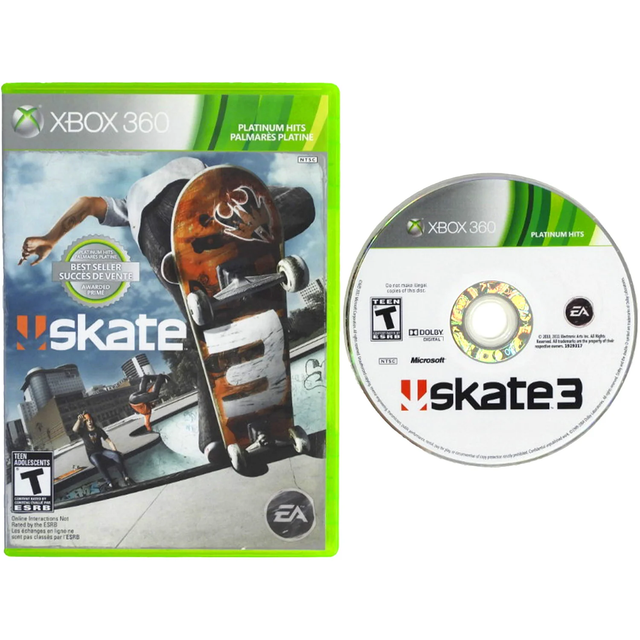 Good Condition Game Disk + Box Skate 3 Platin Hits Xbox 360 $24