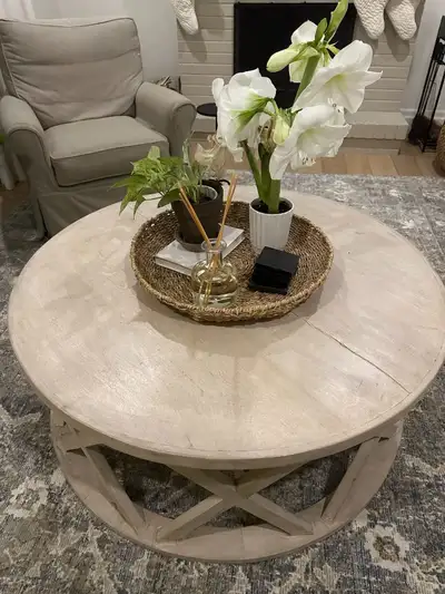 Looking for offers on this Forsey high end coffee table. Top has a crack running across the entire d...