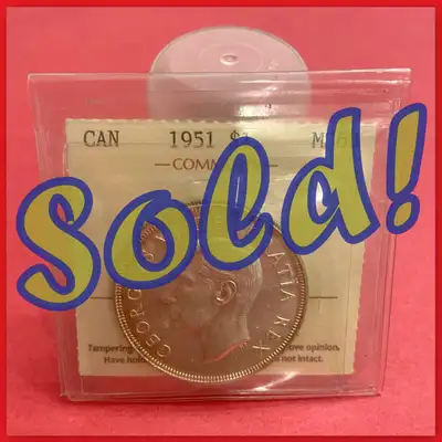 ICCS Certified 1951 Canada Uncirculated MS-63 Silver $1 Coin!, View more