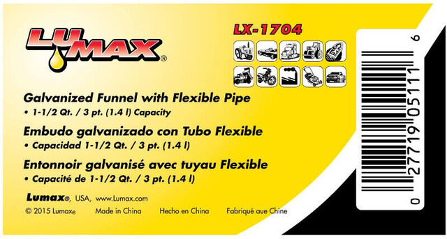 Lumax LX-1704 Silver Galvanized Funnel with 12" Flexible Pipe. dans Autres pièces et accessoires  à Ouest de l’Île - Image 2