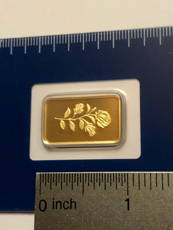 5 gram PAMP Floral Series Rose 999,9 Fine Gold Bar in Assay Card in Arts & Collectibles in Oshawa / Durham Region - Image 4