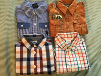 4pc. 9-12/12-18 months plaid shirts short /long   sleeves..$4