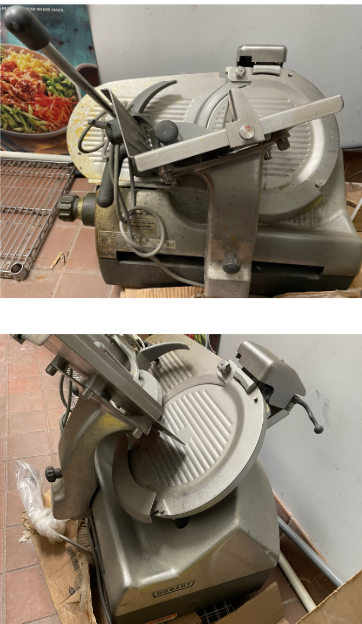 Appliances included: - Hobart Commercial Meat/Vegetable Slicer. Model: 2712. Blade size: 13″ (≈33 cm...