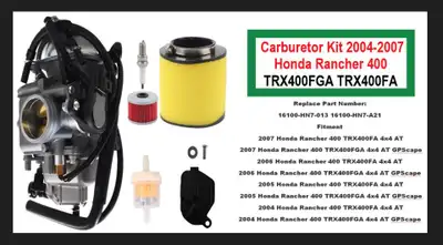 Carburetor Kit 2004-2007 Honda Rancher 400 TRX400FA TRX400FGA, View more