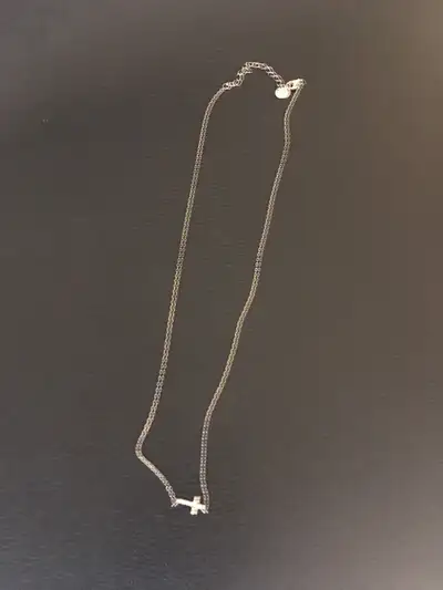 Vintage diamond accent sterling silver sideways cross necklace., View more