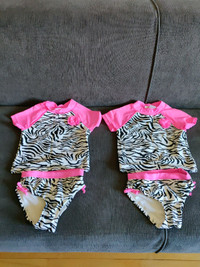 2 x Rash Guard Swimsuits for Girls Sizes 3T, Like New!