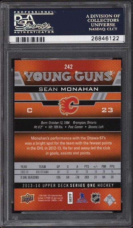SEAN MONAHAN - 13-14 Young Gun -UNGRADED + BGS9.5, PSA9,10($125) in Arts & Collectibles in City of Halifax - Image 3