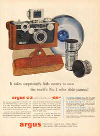 1956 full-page magazine ad for Argus Cameras
