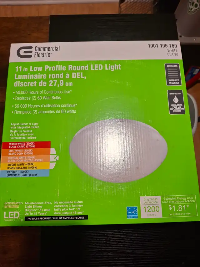Commercial Electric LED Round Ceiling Light in Indoor Lighting & Fans in Charlottetown - Image 2