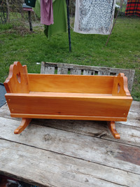 Handmade Wooden Rocking Cradle, 13"H x 22.5"L x 11"W