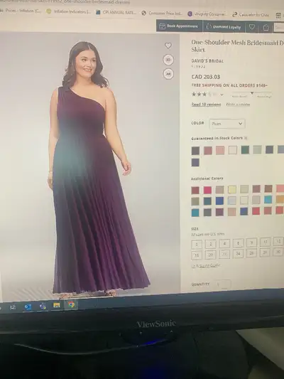 One-Shoulder Mesh Bridesmaid Dress (Plum) - David’s Bridal, View more