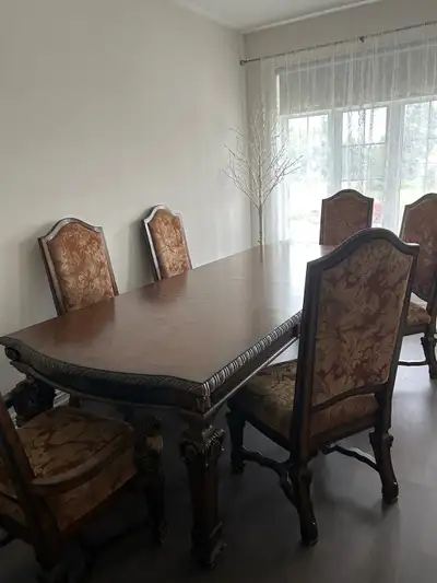 High-End Solid Wood Dining Table & 6 Chairs – Extends to 108", View more
