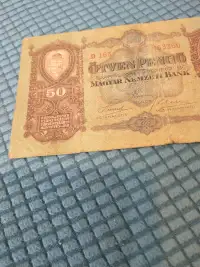 1932 Hungary 50 pengo banknote poor/fair