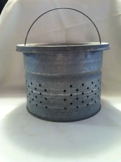 Vintage Galvanized Minnow Bait Bucket, View more